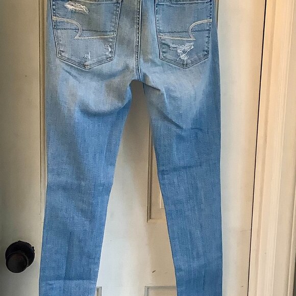 American Eagle Super Stretch Hi-Rise Jeggings DISTRESSED Women's 2 Regular - Picture 7 of 8